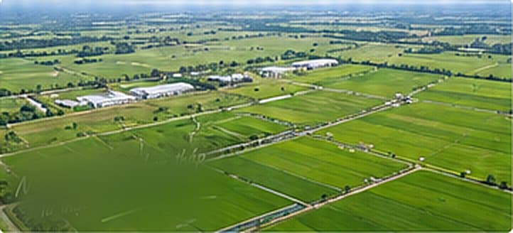 Aerial view of the Hon Dat rice project, An Giang